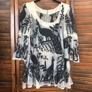 TopShop Peacock Emroidered Boho Top